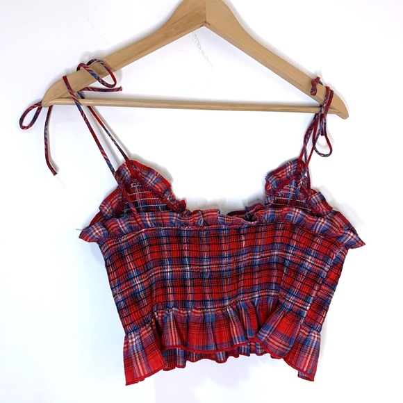 Emory Park Red Plaid Crop Top Size S NWOT - Picture 4 of 7